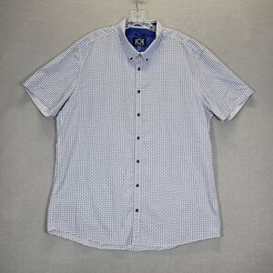 Joseph Abboud Shirt Mens 2XLT  Dots Slim Fit Short Sleeve Button Up Casual